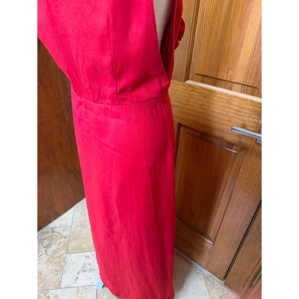 Farm Rio Red 3D Flower Euroflax Premium Linen Maxi Dress Large - Picture 11 of 16